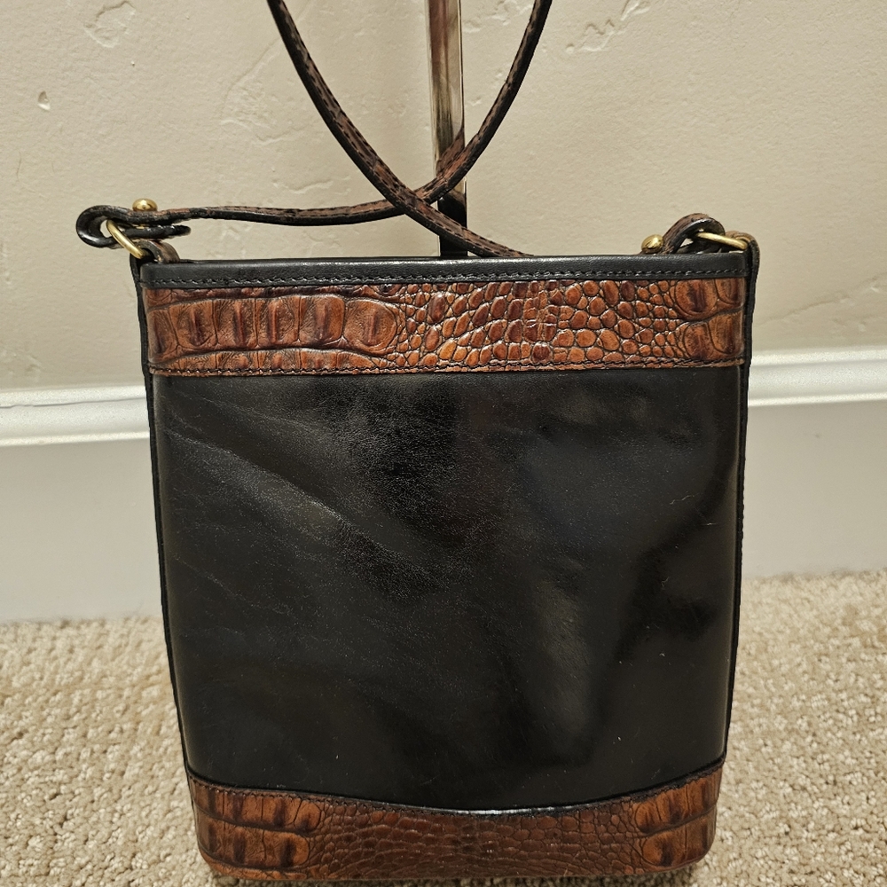 Brahmin Crossbody Bag Vintage. Black and Brown Leather - Picture 12 of 14